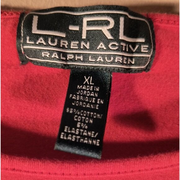 Lauren Ralph Lauren Red & White Striped Short Sleeve Top XL Green Label - Picture 3 of 4
